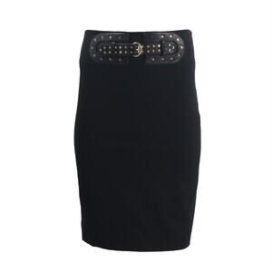 Gucci Tom Ford Era Black Wool Blend Belted Pencil Skirt Size 40